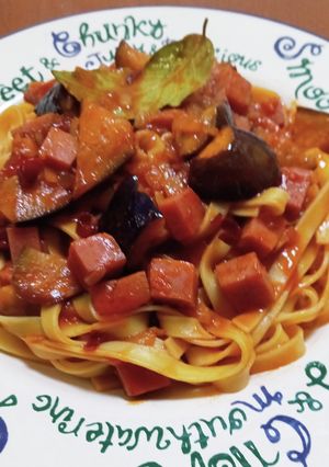 ランチョンミートとナスのトマトパスタ-レシピのメイン写真