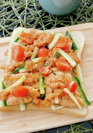 大豆ミートでヤンニョムチキン風トースト-レシピのメイン写真