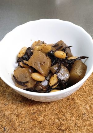 レンチン！こんにゃく・ひじき・大豆煮-レシピのメイン写真