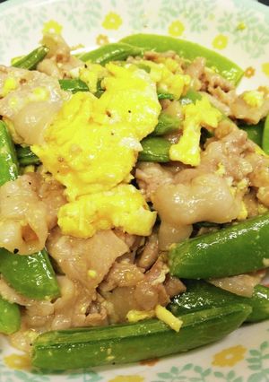 スナップえんどうと豚バラの玉子炒め-レシピのメイン写真
