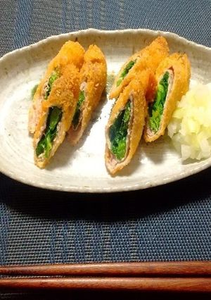 菜の花と豚肉のフライ～新玉ねぎソース～-レシピのメイン写真