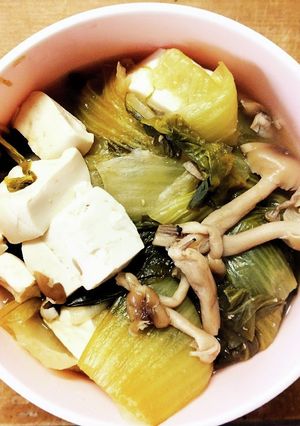 チンゲン菜と豆腐 しめじの味噌コンソメ煮-レシピのメイン写真