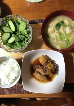 小松菜、油揚げ、エノキ、ねぎのお味噌汁-レシピのメイン写真