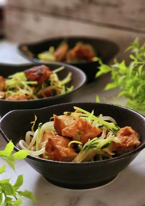 厚揚げともやしと豆苗の炒め物-レシピのメイン写真