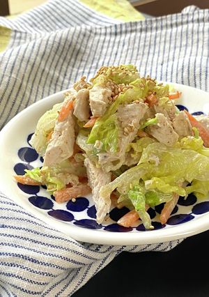 蒸し鶏と春キャベツの胡麻マヨサラダ-レシピのメイン写真