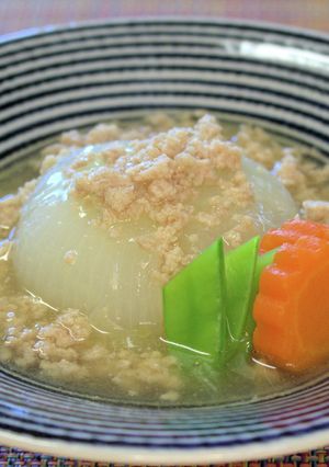 新玉ねぎのそぼろあんかけ【動画】-レシピのメイン写真