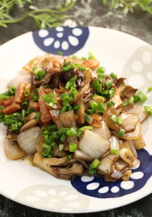 免疫力！黒舞茸新玉葱のバター醤油炒め-レシピのメイン写真