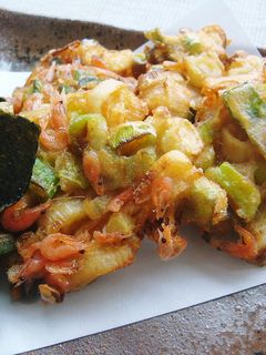 ピリ辛味つき韓国風かき揚げ&海苔の天ぷら-レシピのメイン写真