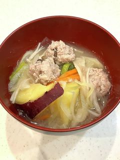 繊維質たっぷり 肉団子のお味噌汁-レシピのメイン写真