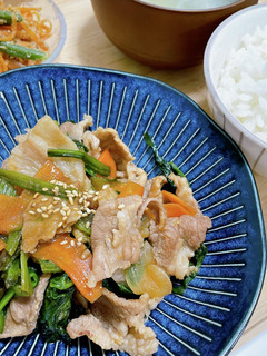 ほうれんそうと豚こまのにんにく醤油炒め-レシピのメイン写真