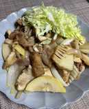 豚とタケノコ炒め。焼肉のタレで簡単！