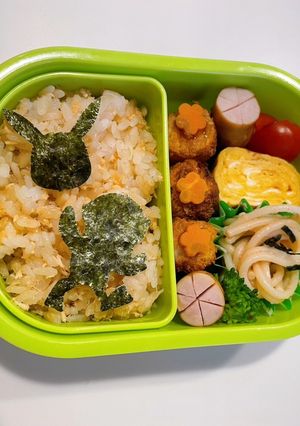 幼稚園お弁当　鮭ご飯海苔弁-レシピのメイン写真