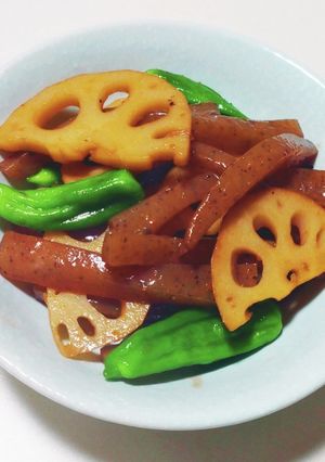 こんにゃくと蓮根の炒め煮-レシピのメイン写真