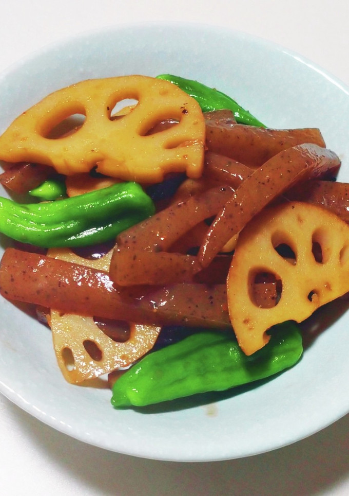 こんにゃくと蓮根の炒め煮-レシピのメイン写真