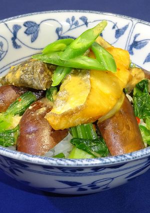 蒸しなすと白身魚のごまだれ丼-レシピのメイン写真