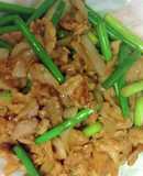 豚肉とにんにくの芽オイスター炒め