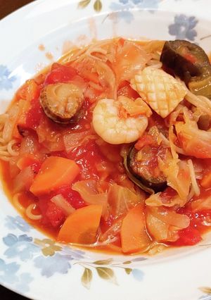春野菜のトマトスープパスタ-レシピのメイン写真