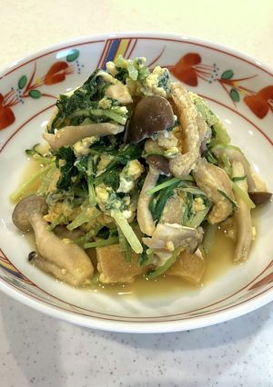 5分で完成　水菜としめじの卵とじ-レシピのメイン写真