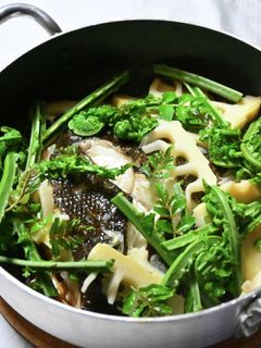 カレイと山菜の酒蒸し-レシピのメイン写真