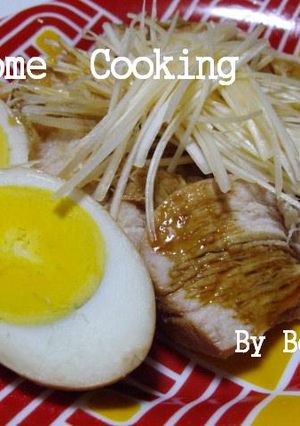 白髪ねぎ付き 簡単煮鶏&味付けたまご-レシピのメイン写真