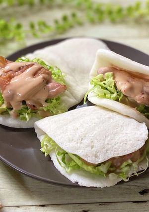 蒸しパンで　ふわふわチキンサンド-レシピのメイン写真