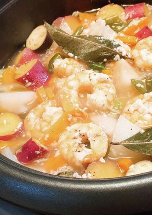 えびとたっぷり春野菜の塩麹蒸し-レシピのメイン写真