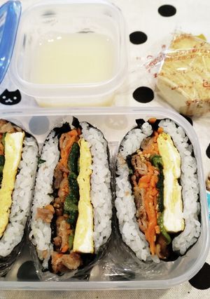 高１！男子弁当！おにぎらずビビンバ　６-レシピのメイン写真