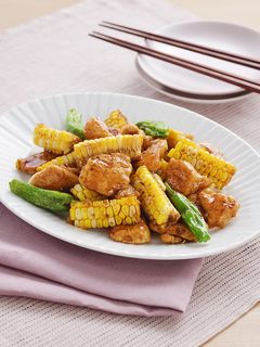 とうもろこしと鶏肉の甘辛炒め-レシピのメイン写真