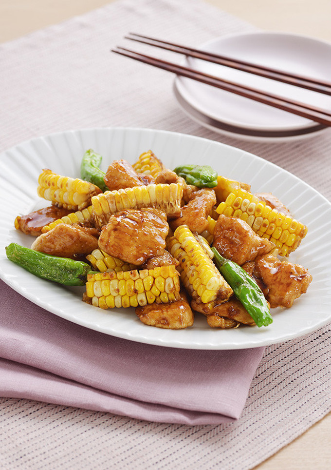とうもろこしと鶏肉の甘辛炒め-レシピのメイン写真