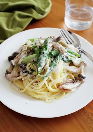 アスパラときのこのクリームパスタ。-レシピのメイン写真