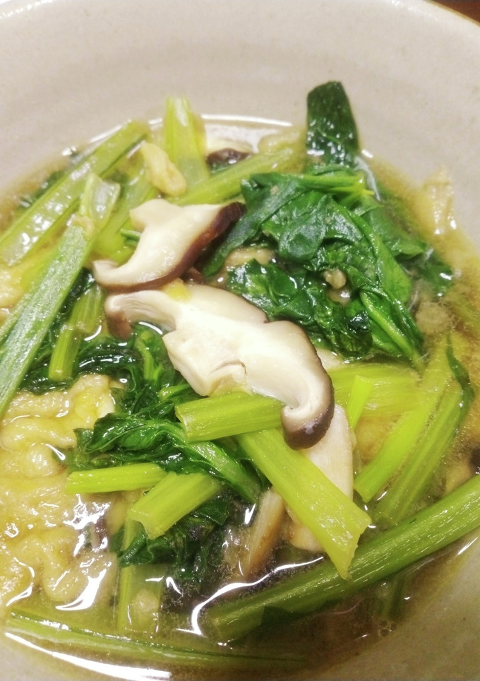 小松菜、松山揚げ、椎茸の煮浸し-レシピのメイン写真