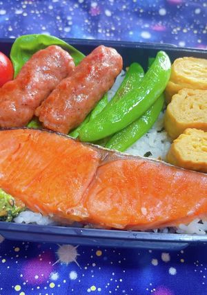 時短お弁当盛り付け記録　鮭弁当-レシピのメイン写真