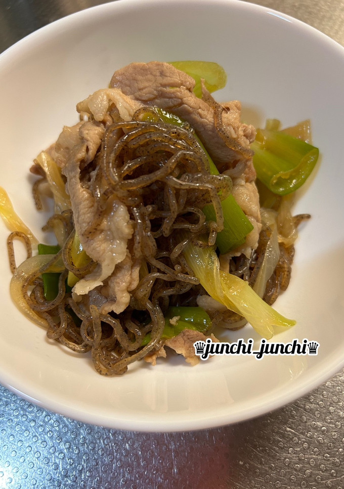 ★豚肉とネギと糸こんにゃくのすき焼き風★-レシピのメイン写真