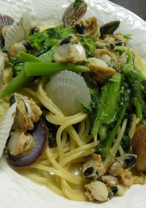 菜の花とホタテの稚貝のクリームパスタ-レシピのメイン写真