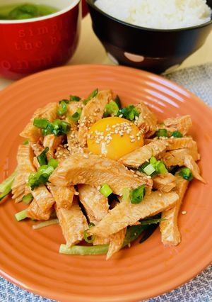 レンジでしっとり鶏胸肉のユッケ-レシピのメイン写真