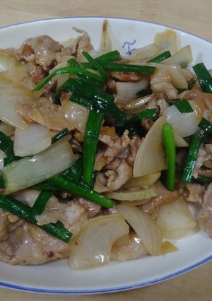 新玉ねぎと肉ニラ炒め-レシピのメイン写真
