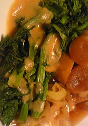 菜の花とお麩の煮物！酢味噌かけ！-レシピのメイン写真