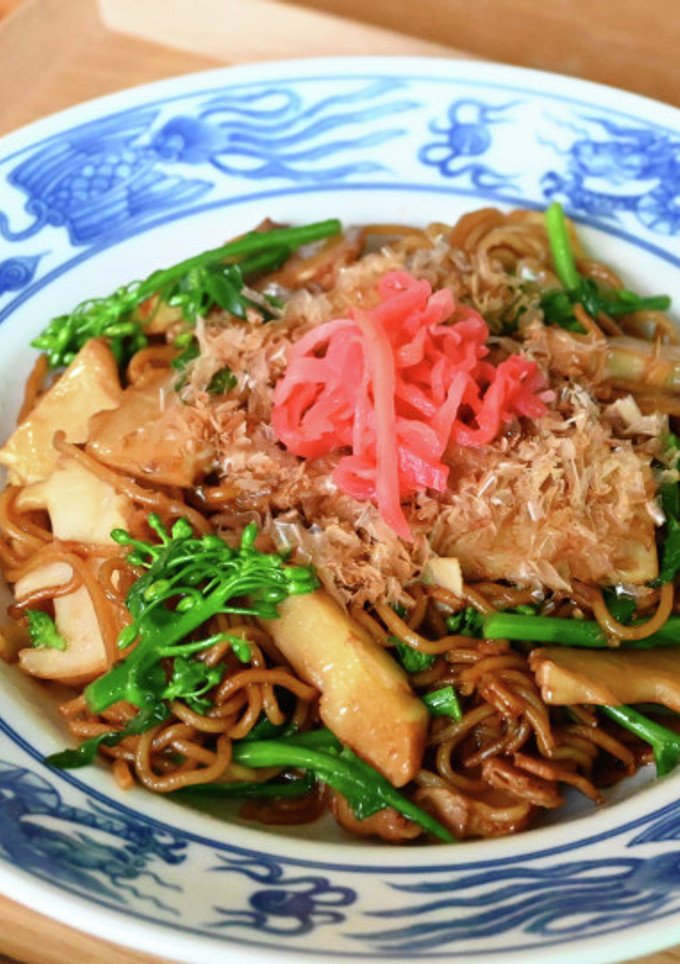たけのこと菜の花の醤油焼きそば-レシピのメイン写真
