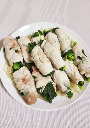 蒸し豚肉のホウレン草巻き-レシピのメイン写真