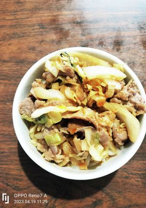 新玉ねぎと甘辛味噌豚のぶっかけ饂飩-レシピのメイン写真