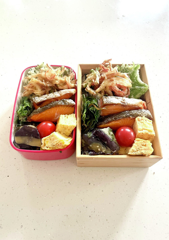 私のお弁当2023紅鮭とかき揚げ弁当-レシピのメイン写真