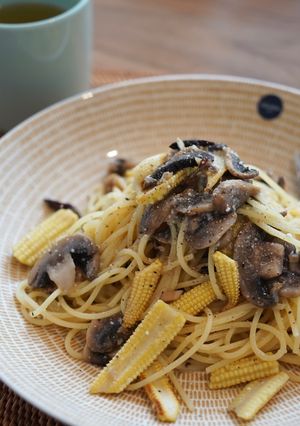 ヤングコーンとマッシュルームの塩麹パスタ-レシピのメイン写真