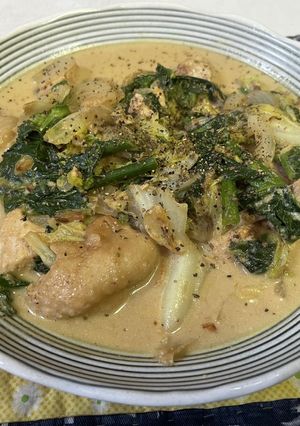 菜の花と春キャベツの鶏クリーム煮-レシピのメイン写真