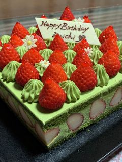 抹茶ムースと苺のバースデーケーキ♡-レシピのメイン写真
