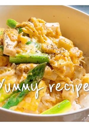ホタテ缶とふわふわ卵のバター醤油丼-レシピのメイン写真