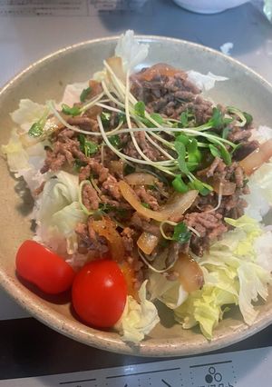 ひき肉でガッツリステーキ風ご飯-レシピのメイン写真