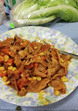 母の懐かしケチャップ豚肉炒めレタス巻き-レシピのメイン写真