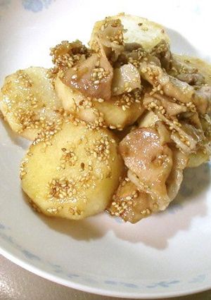 長いもと豚小間の、ゴマたっぷりオイル焼-レシピのメイン写真