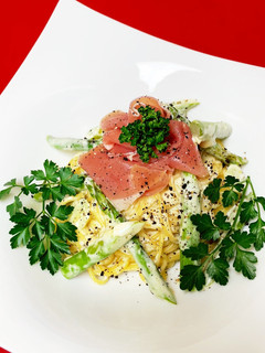 生ハムとアスパラのクリームチーズパスタ-レシピのメイン写真