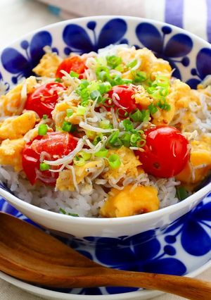 レンチン！トマ玉しらす丼-レシピのメイン写真